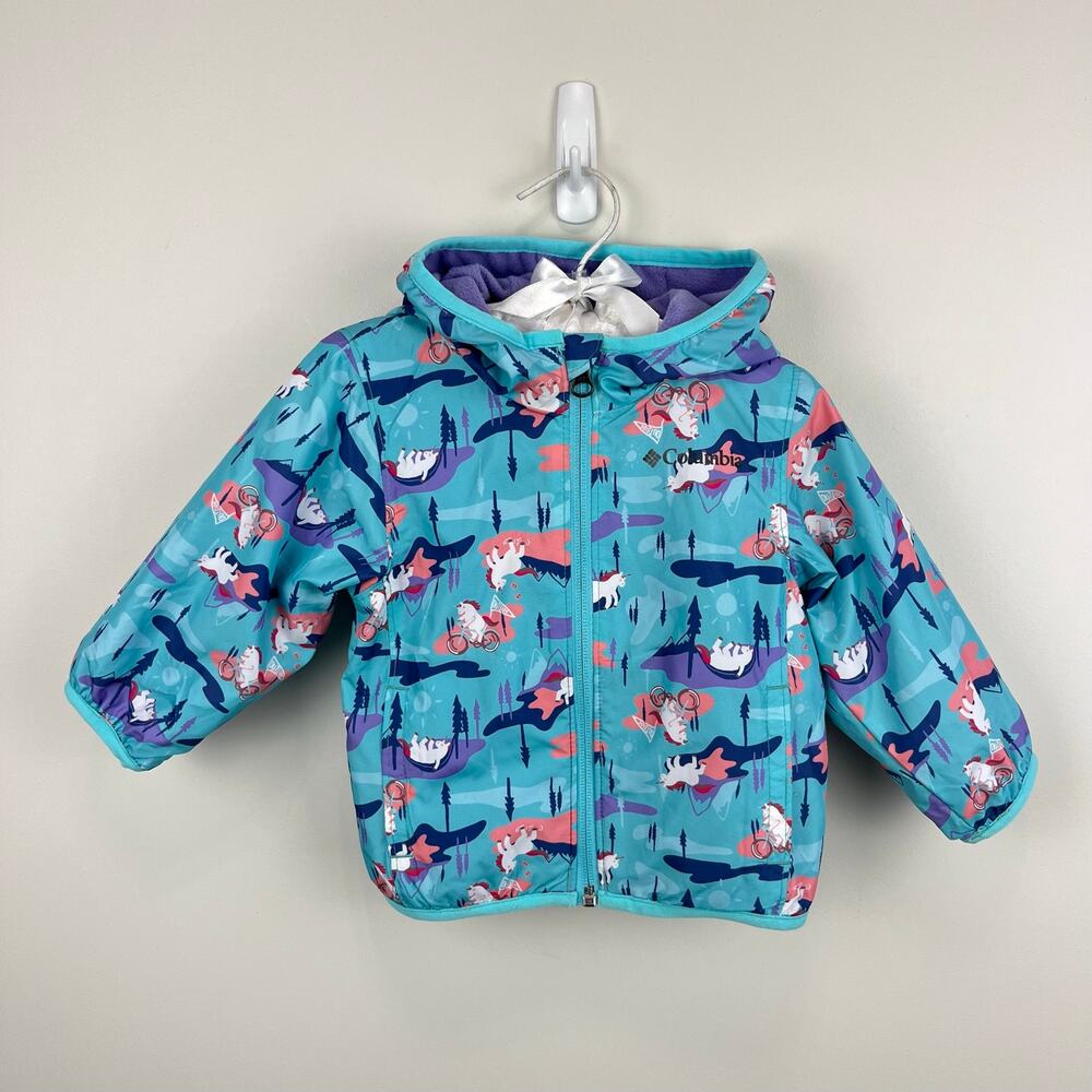 Columbia Mini Pxel Grabber Fleece Lined Wind Jacket Blue Unicorn 6-12 Months